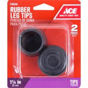 Ace Round Black Rubber Leg Tips 1-1/4” 2 pk