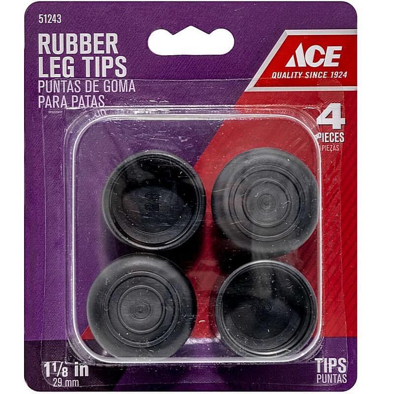 ACE Rubber Round Black Leg Tip 1-1/8 inch 4 Ct