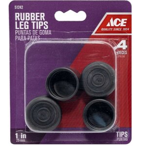 ACE Rubber Round Black Leg Tip 1 inch 4 Ct