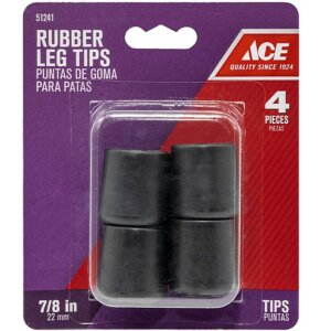 ACE Rubber Round Black Leg Tip 7/8 inch 4 Ct