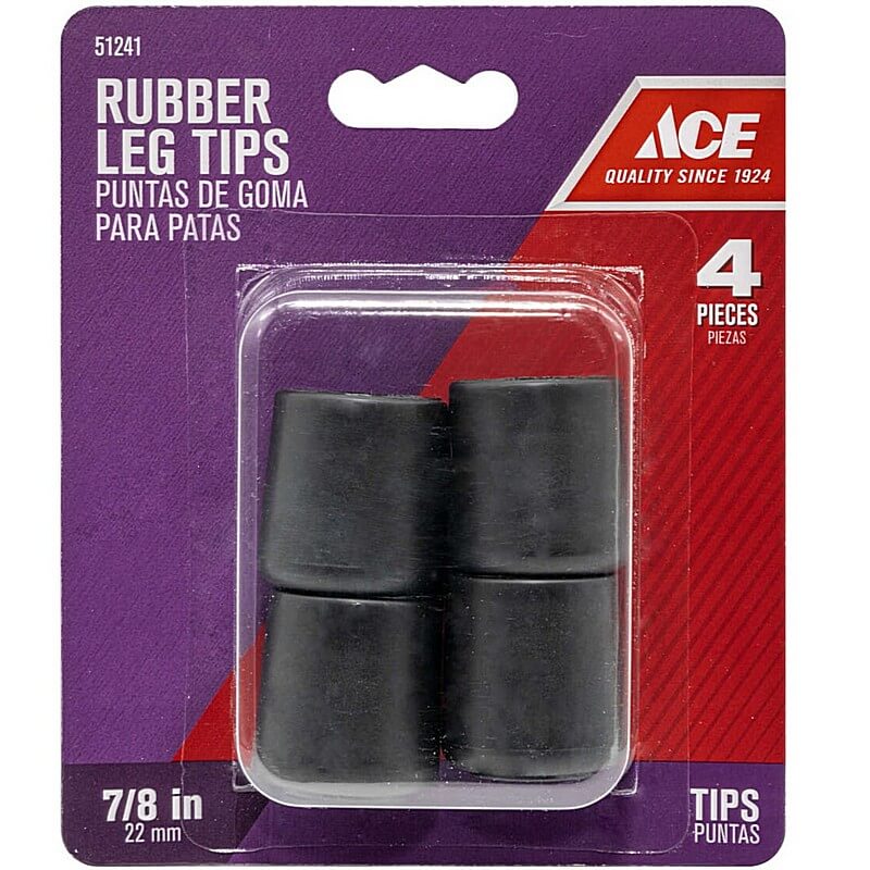 ACE Rubber Round Black Leg Tip 7/8 inch 4 Ct