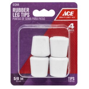Ace Round Off-White Rubber Leg Tips 5/8” 4 pk