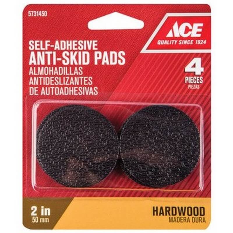 Ace Round Rubber Self-Adhesive Anti-Skid Pads 2” 4 pk