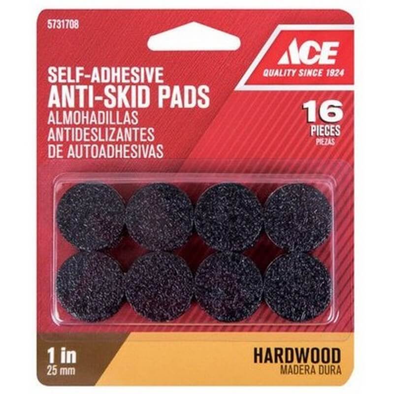 Ace Round Rubber Self-Adhesive Non-Skid Pads 1” 16 pk
