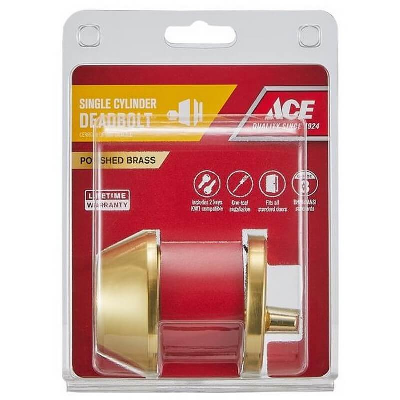 Ace Solid Polished Brass Keyed Alike Single Cylinder Deadbolt