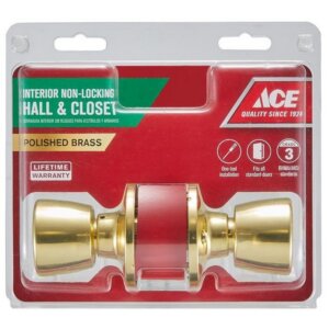 Ace Tulip Polished Brass Left or Right Handed Passage Door Knob