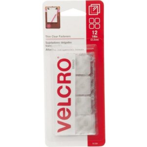 VELCRO Clear Square Fasteners 7/8” 12 pk