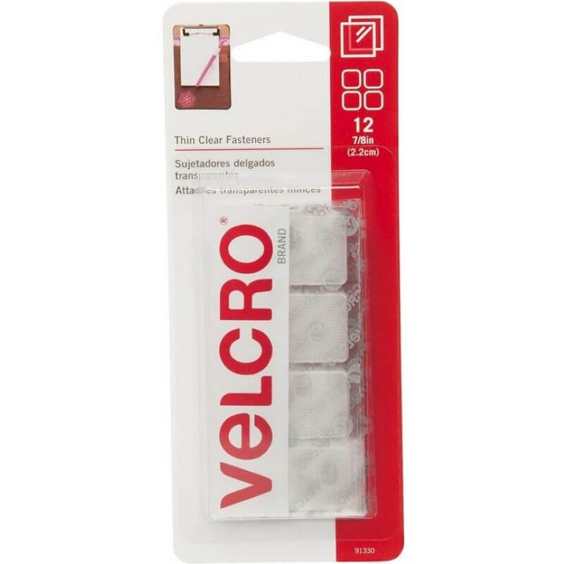 VELCRO Clear Square Fasteners 7/8” 12 pk