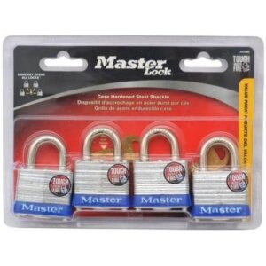 Master Lock 3008D Laminated Steel Padlock 1-1/2” 4 pk