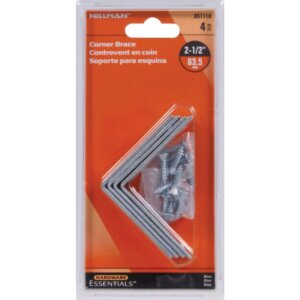 Hillman Zinc-Plated Steel Corner Brace Mending Plates 2-1/2”x5/8” 4 pk
