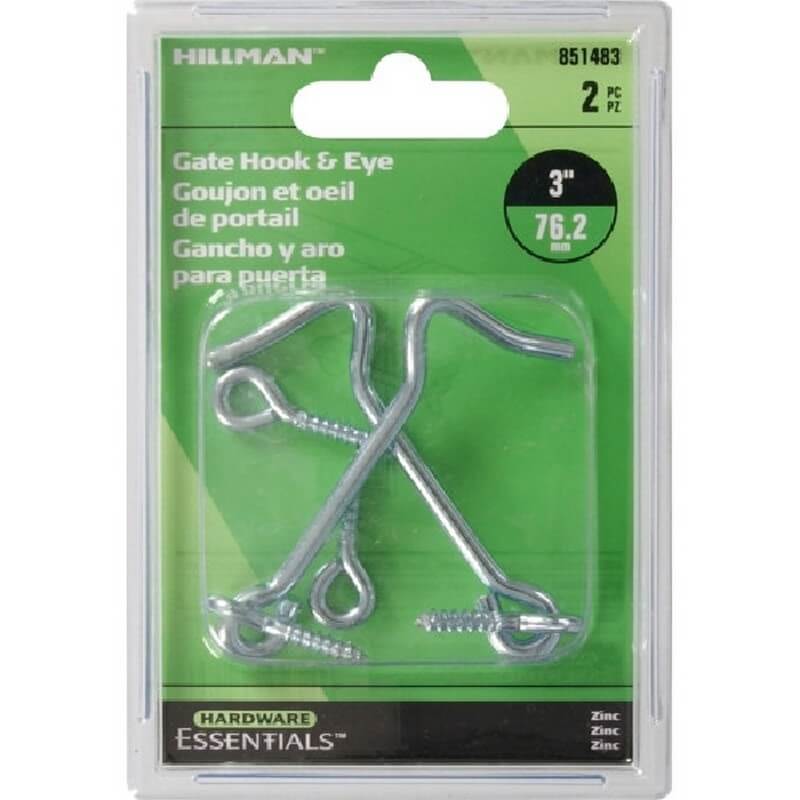 Hillman Zinc-Plated Gate Hooks & Eyes 3” 2 pk