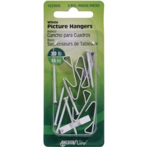 Hillman White Steel Deluxe Picture Hangers 30 lb 6 pk