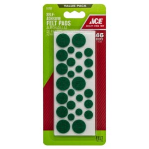 Ace Round Green Felt Self-Adhesive Various Sized Protective Pads 46 pk