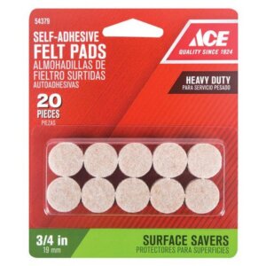 Ace Round Brown Felt Self-Adhesive Protective Pads 3/4” 20 pk