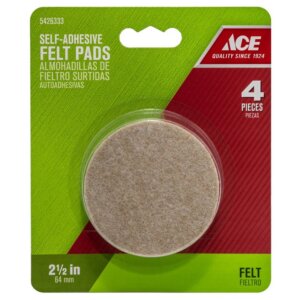 Ace Round Brown Felt Self-Adhesive Protective Pads 2-1/2” 4 pk
