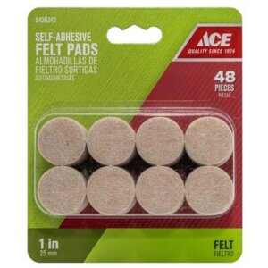 Ace Round Brown Felt Self-Adhesive Protective Pads 1” 48 pk
