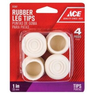 Ace Round Off-White Rubber Leg Tips 1” 4 pk