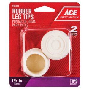 Ace Round Off-White Rubber Leg Tips 1-1/4” 2 pk