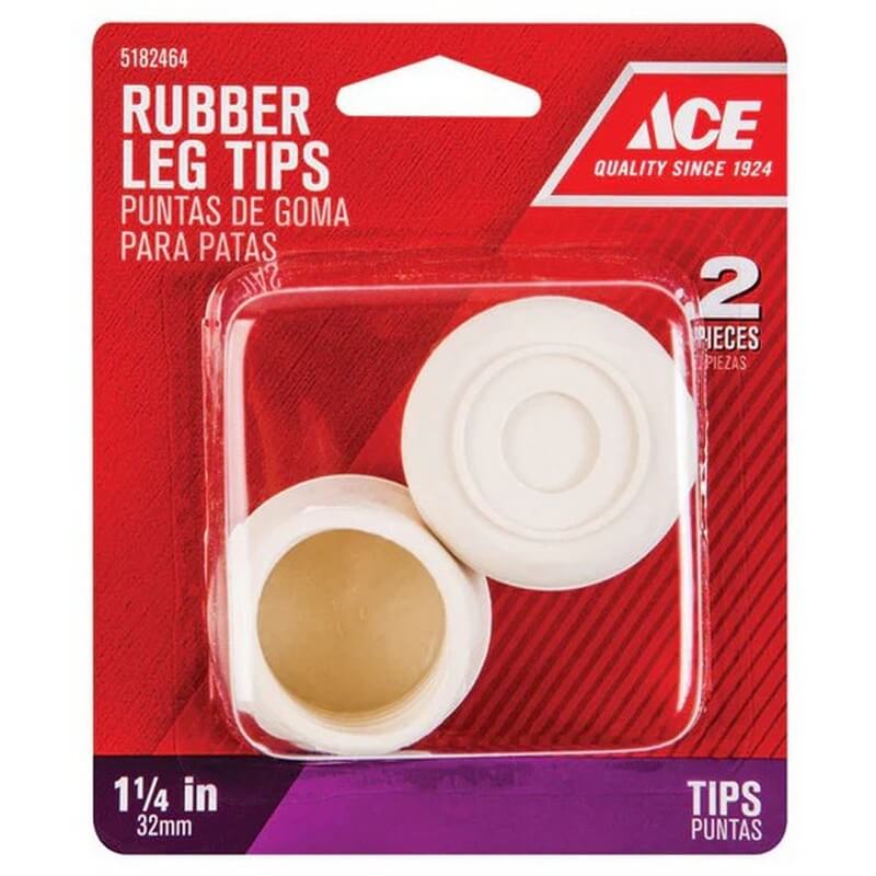 Ace Round Off-White Rubber Leg Tips 1-1/4” 2 pk