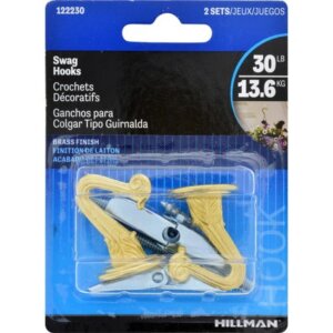 Hillman Brass Swag Hooks 30 lb 2 pk