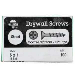 Hillman Phillips Coarse Thread Black Phosphate Drywall Screws #6 x 1” 100 pk
