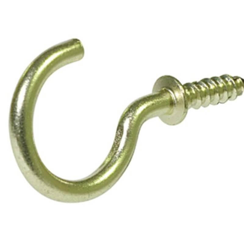 Hillman Solid Brass Cup Hooks 1” 5 pk