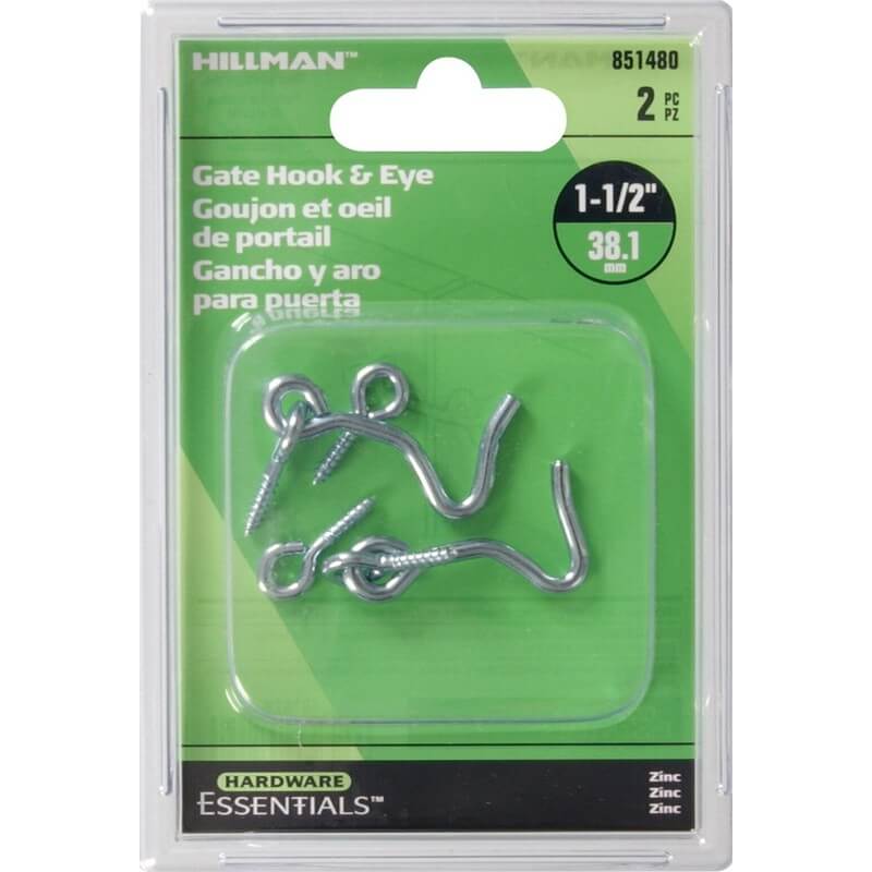 Hillman Zinc-Plated Gate Hook & Eye 1-1/2” 2 pk