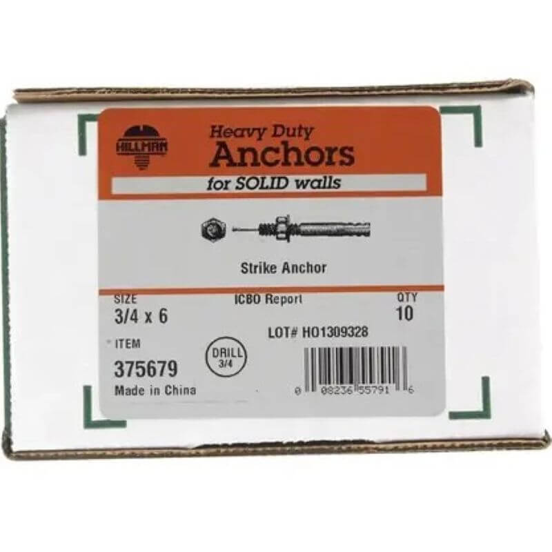 Hillman Steel Round Head Strike Anchors 3/4”x6” 10 pk
