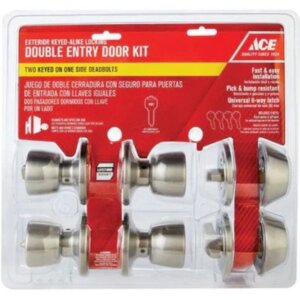 Ace Tulip Satin Stainless Steel Double Entry Door Kit 1-3/4”