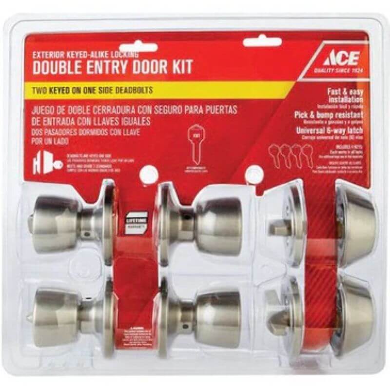 Ace Tulip Satin Stainless Steel Double Entry Door Kit 1-3/4”