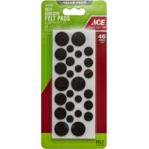 Ace Round Brown Felt Self-Adhesive Assorted Size Protective Pads 46 pk