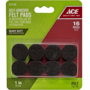 Ace Round Brown Felt Self-Adhesive Protective Pads 1” 16 pk