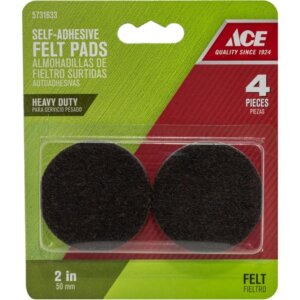 Ace Round Brown Felt Self-Adhesive Protective Pads 2” 4 pk