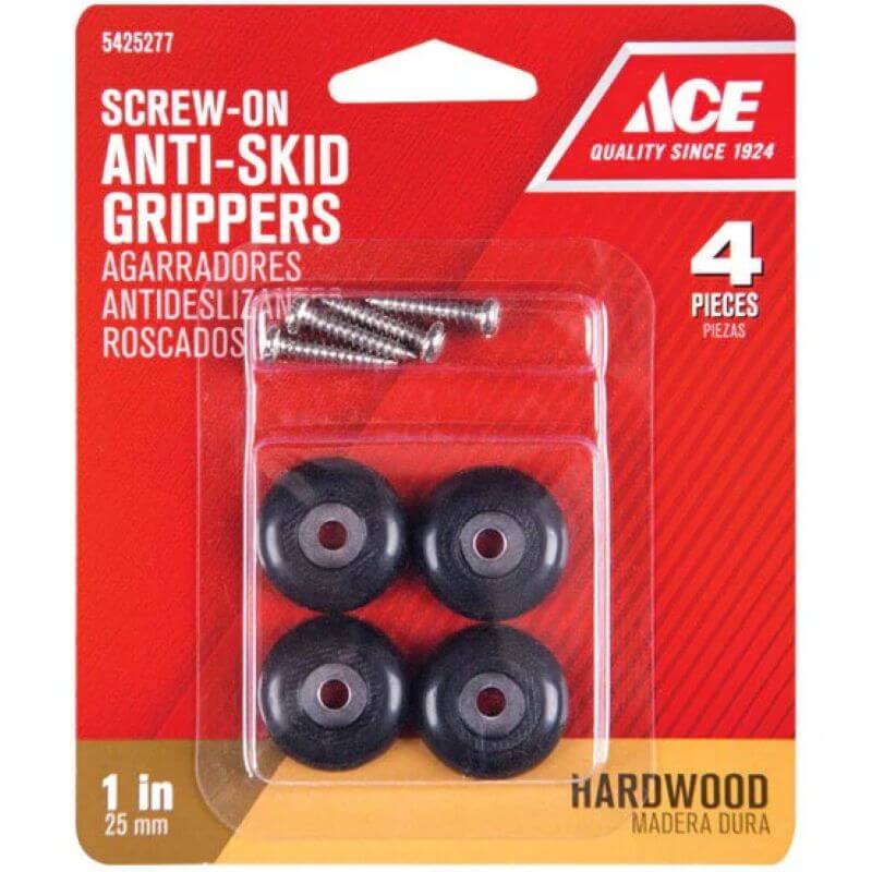 Ace Round Plastic Heavy Duty Anti-Skid Pads 1” 4 pk