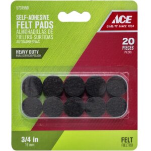 Ace Round Brown Felt Heavy Duty Self-Adhesive Pads 3/4” 20 pk
