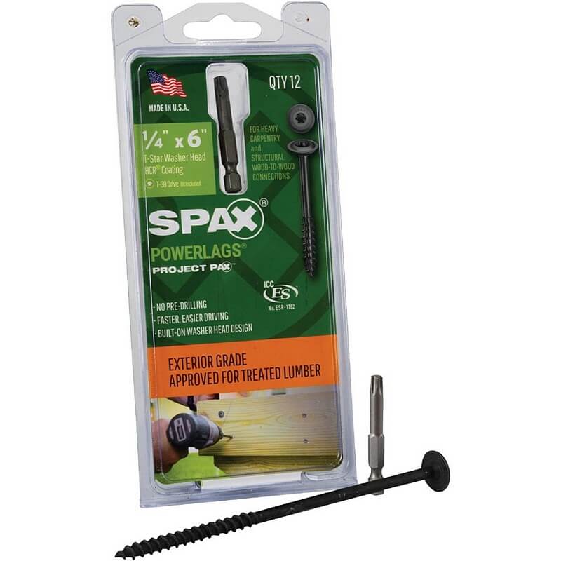 SPAX PowerLag T-30 Washer Head Serrated Structural Screws 1/4”x6” 12 pk
