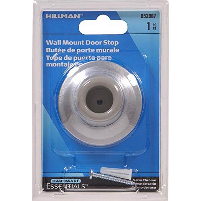 Hillman Satin Chrome Wall Mount Door Stop