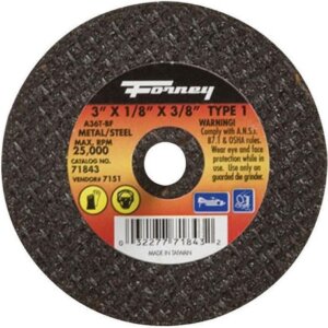 Forney 71843 Type 1 Metal Cut-Off Wheel 3”x1/8”x3/8”