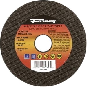 Forney 71847 Type 1 Metal Cut-Off Wheel 4-1/2”x1/16”x7/8”